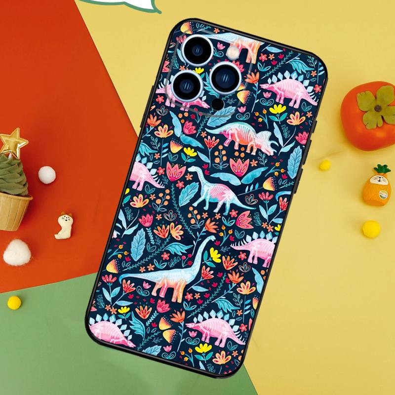 Cute Dino Dinosaur Phone Case For iPhone 17 Pro Max 16 15 13 12 11 14 Pro Max Plus 12 13 Mini 16e 17 Air Cover