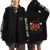 Felpa con cappuccio stampata Hellfire Club stile cartone animato per uomo donna con cerniera felpa casual larga Harajuku giacca con cerniera unisex