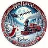 Christmas Train Tin Metal Wall Sign Vintage Home Decor 8x8 Inch English Text Holiday Gift