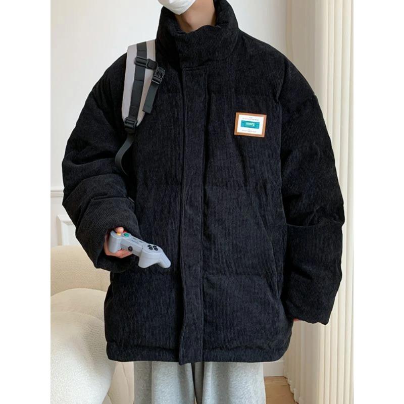 Mens Winter Down Cotton Parka Corduroy Thicken Warm Jackets Casual Loose Coat Unisex Streetwear Japanese Outwear Men