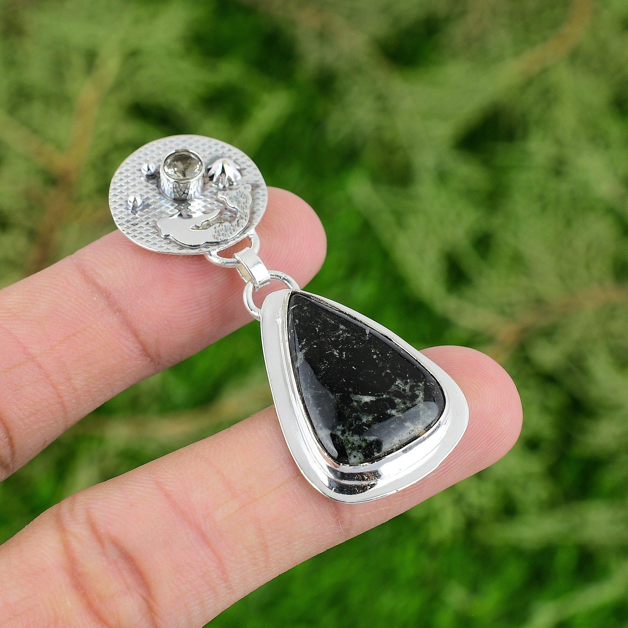 

Sisters Day Sale Star Galaxy Jasper Stone White Topaz 925 Silver Mermaid Pendant