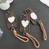 Oval Love Mirror Phone Case For Apple 16Promax Strap Airbag Holder 14 Lens All-Inclusive 15