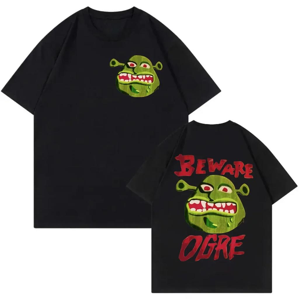 Classic Anime Movie Shrek Flat Print Short Sleeve Extra Large Double Print T-Shirt Men's Women's Retro T-Shirt Fashion