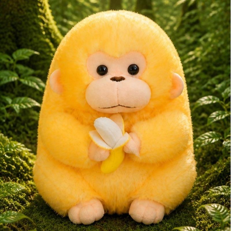 Kawaii Gouden Aap Pluche Speelgoed Schattige Aap met Banaan Poppen Gevuld Zacht Dier Kussen Slaap Partner Metgezel Kinderen Cadeau 30cm