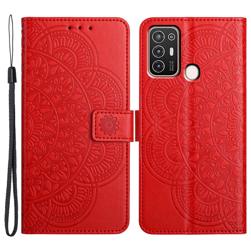 ZTE Blade A52 Tok Mandala Virág Bőr Flip Tok Pénztárcával és Állvánnyal