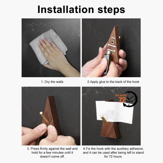 Yousheng Dreieckiger Holzwandhaken Holzbasis Metallhaken Rustikaler Wandhaken Kleiderhaken für Hauseingang Wohnzimmer Schlafzimmer