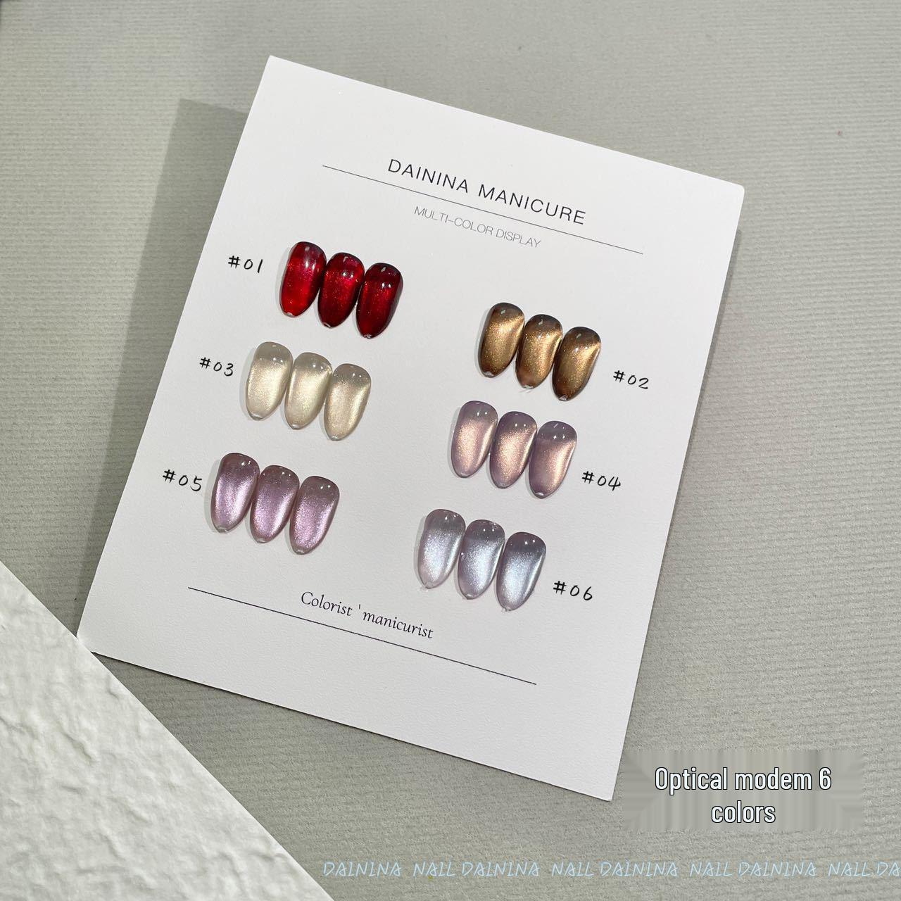 

Porcelain White Cat Eye Gel Polish Set: 6 Winter Colors for Nail Art