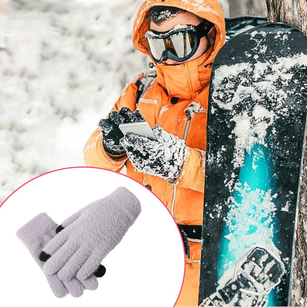 Vollhandschuhe Winter Warm Touchscreen Thermisch Einfarbig Damen Herren Flexibel Outdoor Dicke Fäustlinge Elastisches Handgelenkband