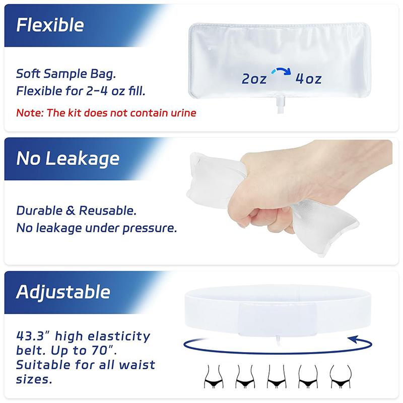 1 Set Urine Test Complete Kit With Adjustable Belt And Temperature Test Strips Silicone Funnel Urine Test Kit For Hospital Home