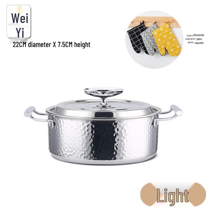 Weiyi 304 Stainless Steel 3-Layer Composite Saucepan 22cm Diameter, 7.5cm Height