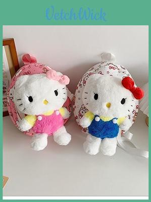 Hello Kitty Cat Plush Cartoon Backpack For Girls Casual Travel Soft Material