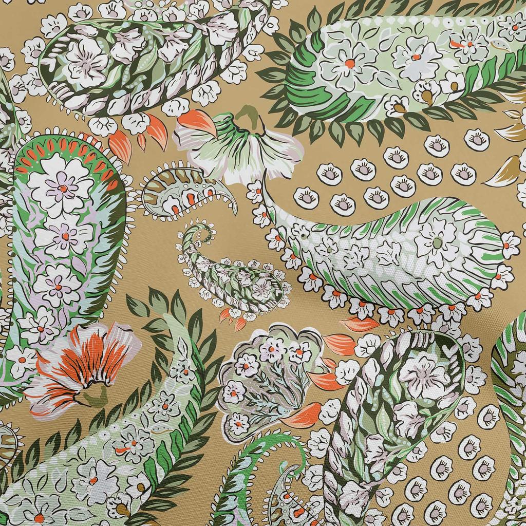 oneOone Cotton Flex Chocolate Brown Fabric Asian Paisley Quilting Supplies Print Sewing Fabric By The Yard 40 Inch