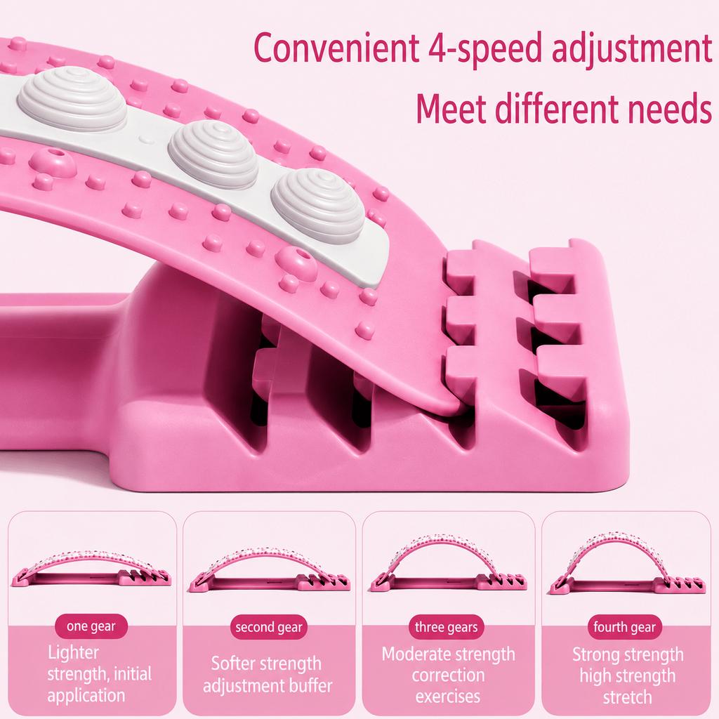 Ergonomic Massage Back Stretcher4Back Stretching Support Belt with Massage Points, Adjustable Arch Design, Lumbar Stretcher, Lumbar Massager, Lumbar