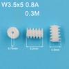 W3.5x5mm 0.8A 0.3M Worm Pinion Hole 0.75mm Plastic Helical Gear Aircraft Toy Accessories Technology Parts