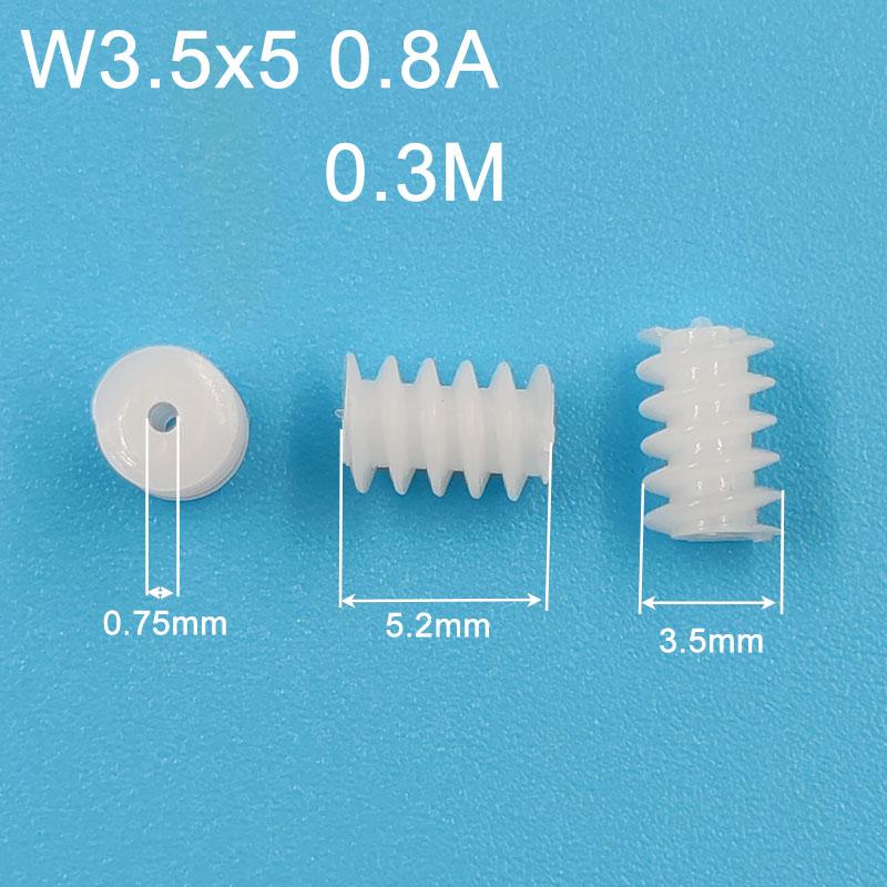 W3.5x5mm 0.8A 0.3M Worm Pinion Hole 0.75mm Plastic Helical Gear Aircraft Toy Accessories Technology Parts