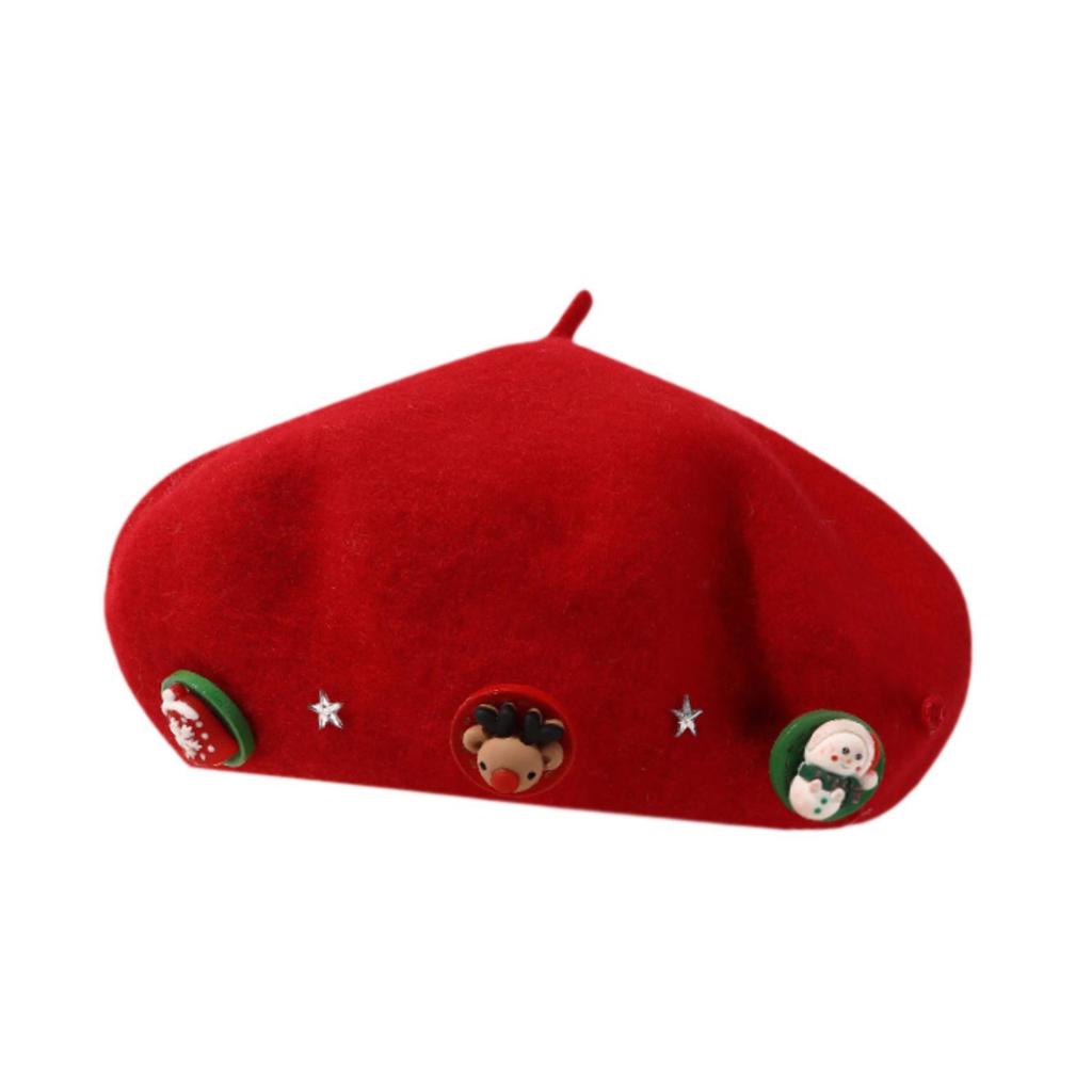 Christmas Beret Cap Women Men Beanie Beret for Holiday Birthday Gift Party