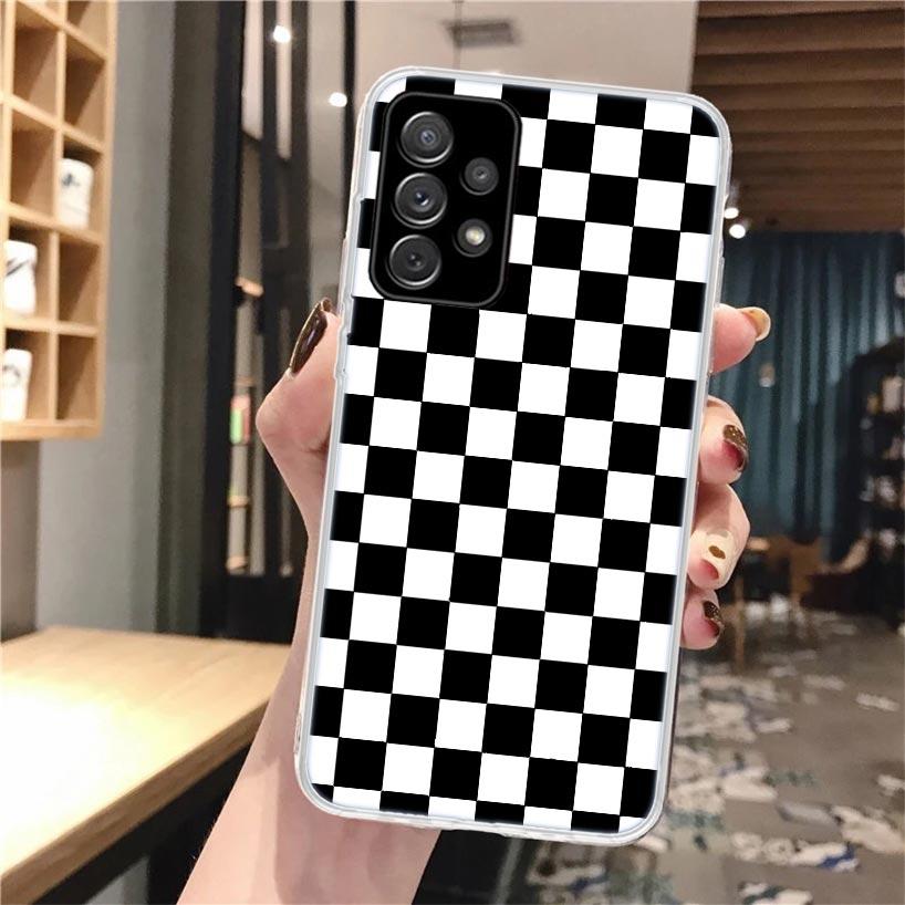 Retro Classic Chess Board Grid Phone Case For Samsung Galaxy A56 A55 A54 A53 A16 A15 A14 A13 A36 A35 A34 A33 A26 A25 A24 A23 A05