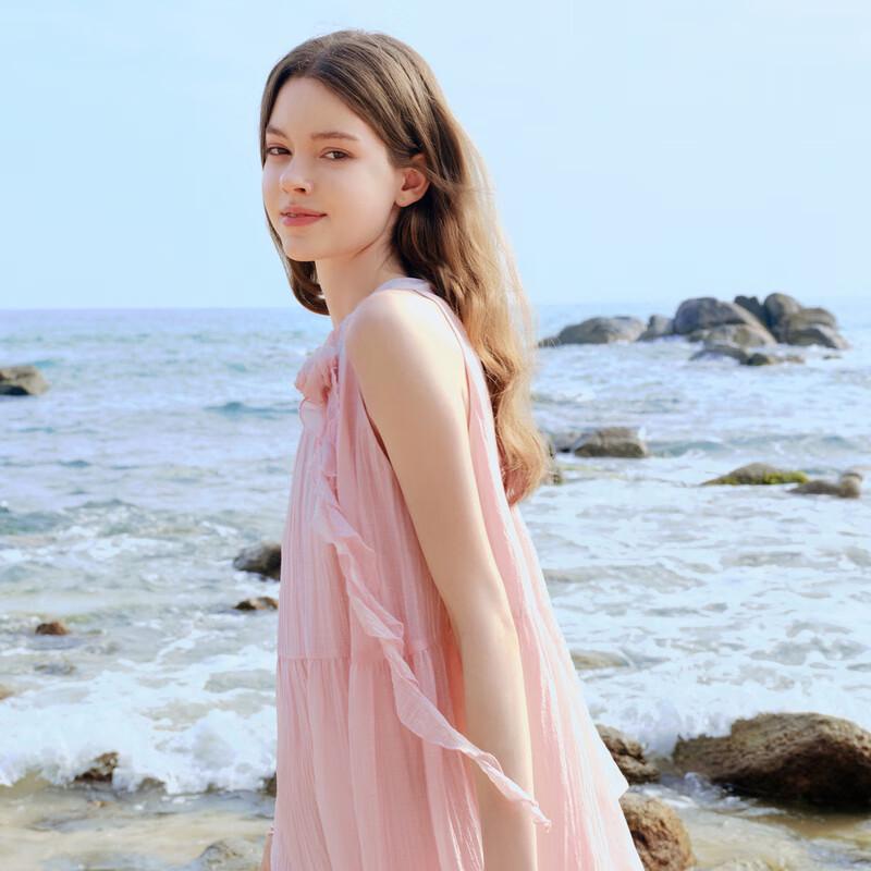 Ledin Camellia Textured Halter Neck Maxi Dress with Ribbon