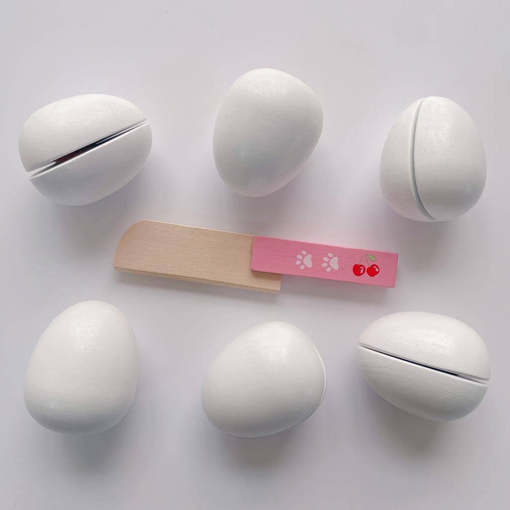 Children's Simulated Wooden Eggs Duck Egg Set Cutting Music Set Play House Tableware Kitchen Toys
