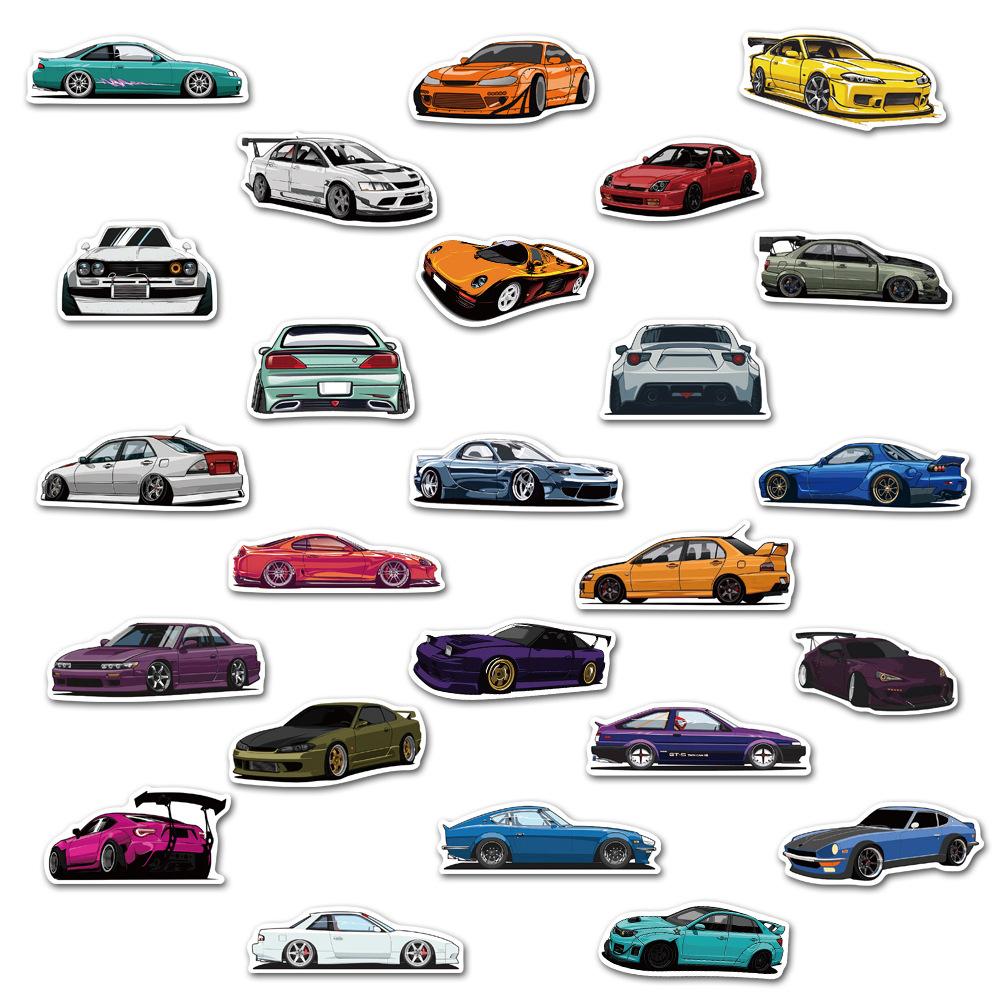 50PCS Cartoon JDM Racing Car Favorites Graffiti Stickers DIY Travel Luggage Guitar Waterproof Decals
