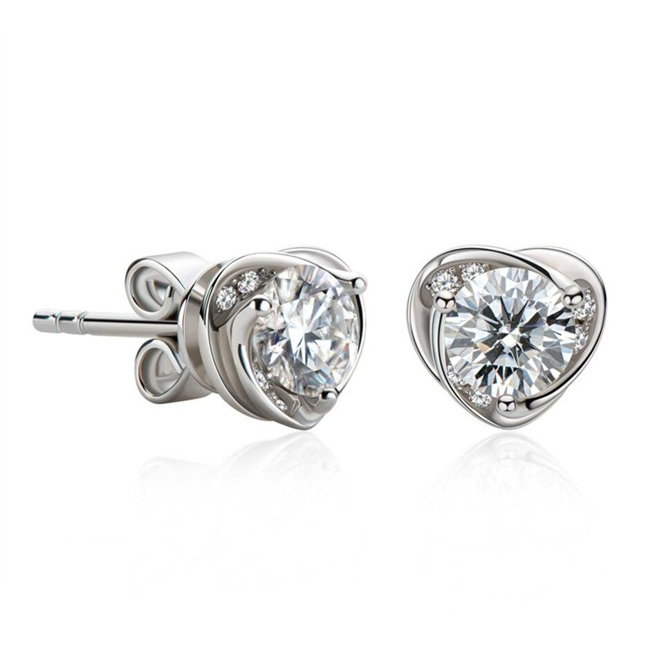 0 .5 Carat D Color Moissanite Stud Earrings For Women 925 Sterling Silver Sparkling Heart Flower Party Fine Jewelry