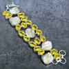 Natural Biwa Pearl, Citrine Gemstone 925 Sterling Silver Bracelet 7-8" c6N06