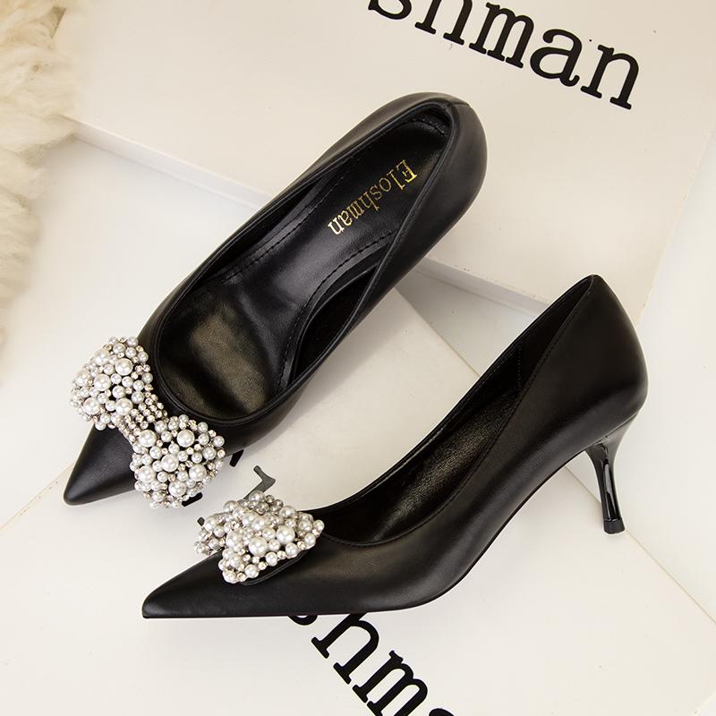 Fashion Women's Shoes High Heels Women 2025 New Wedding Shoes Banquet Shoes Rhinestone Bow Stiletto Heel Sexy Party Single Shoes Pumps