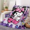 1 Purple Kuromi Flannel Blanket 2D Single Print Soft Fluffy Warm Couch Bed Living Room Bedroom Home Decor Gift Daily Use Blanket