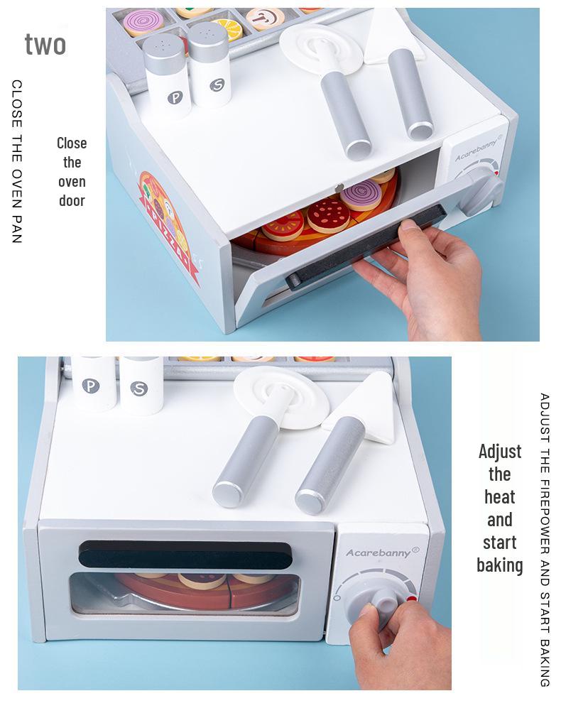 Wooden Pizza Oven & BBQ Skewers Playset - Educational Pretend Play Toy for Kids