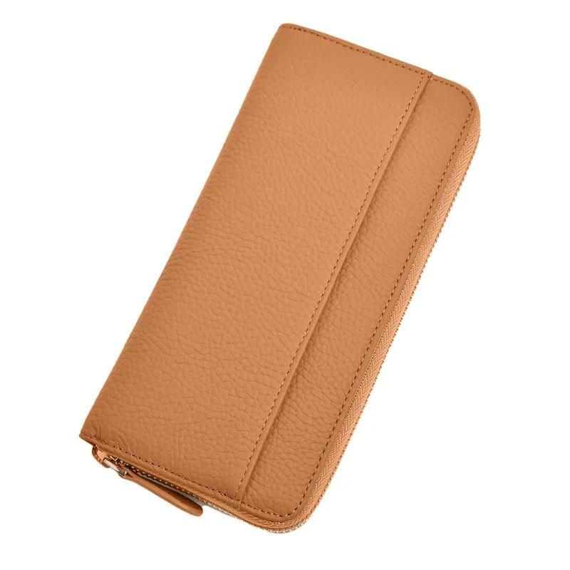 Women's wallet long handheld card holder large capacity multi-card clutch 100% genuine leather luxury zippered coin purse