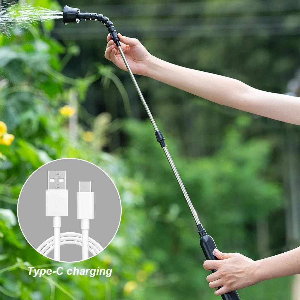 Wiederaufladbarer elektrischer USB-Sprüher mit 2/4 Nebeldüsen Elektrischer Gartensprüher Leistungsstarker elektrischer Sprüher mit Teleskopgriff