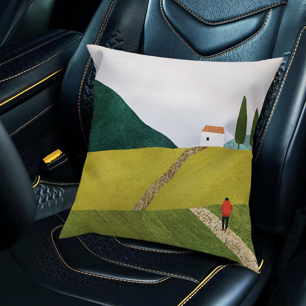 H-Henry Art Pillow Case For Car Sofa Decorative Home Double-sided Print Plush Square Throw Pillow Cushion Cover