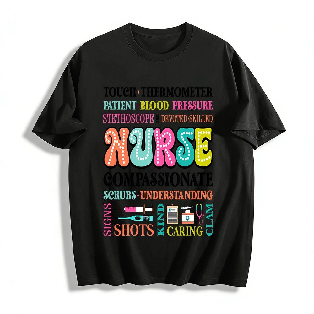 Nurse Themed Graphic Tee For Medical Professionals Pure cotton T-shirt