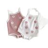 Baby Girl Floral Embroidered Strappy Romper - Breathable Summer Bodysuit with Comfortable Square Neck