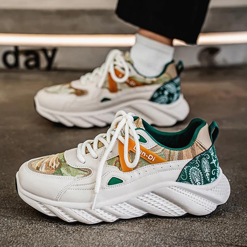 Fashion New Fashion Men's Sports Shoes Breathable Comfortable Platform Sneakers Trendy Lace-up Vulcanized Shoes Man Casual Sneakers