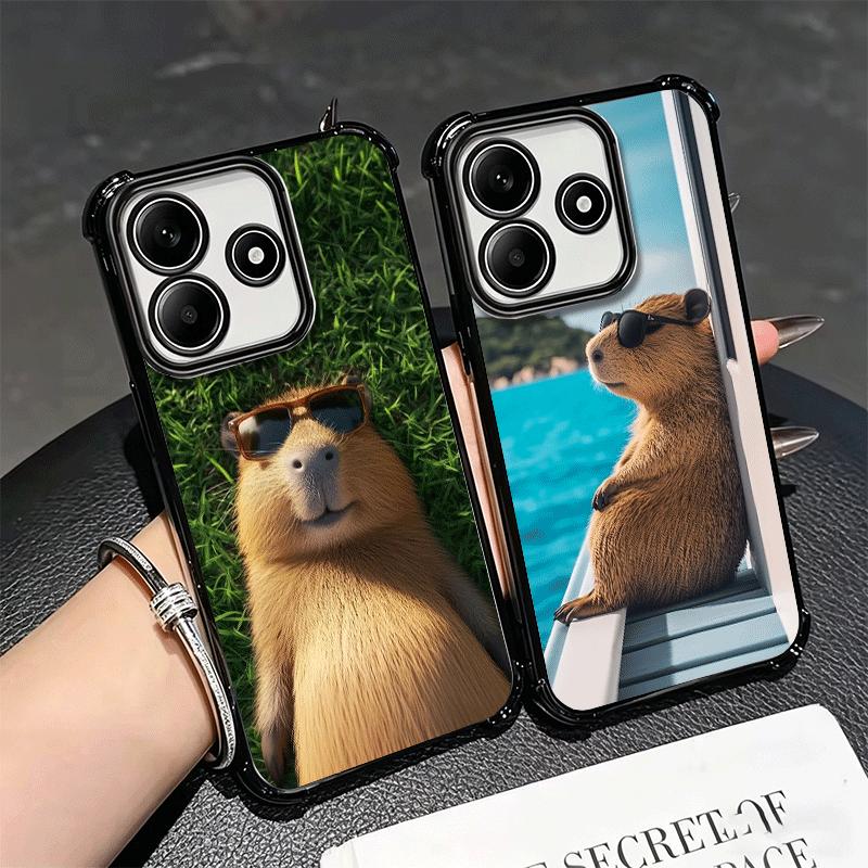 Animal Capybara Cute Plating Phone Case For Xiaomi Redmi Note 14 15 Pro Plus 13 12 11 11S 11T 10 9S 9 5G Anti-Fall Airabag Cover