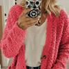 Women Sweater Coat Long Sleeve Collarless Knitting Jacket with Pockets Loose Fit Solid Color Tops Coat Autumn Winter Wear
