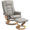 Relax Chair With Ottoman Swivel And Reclining Artificial Leather Cover Up To 150 Kg Wooden Frame Gray
