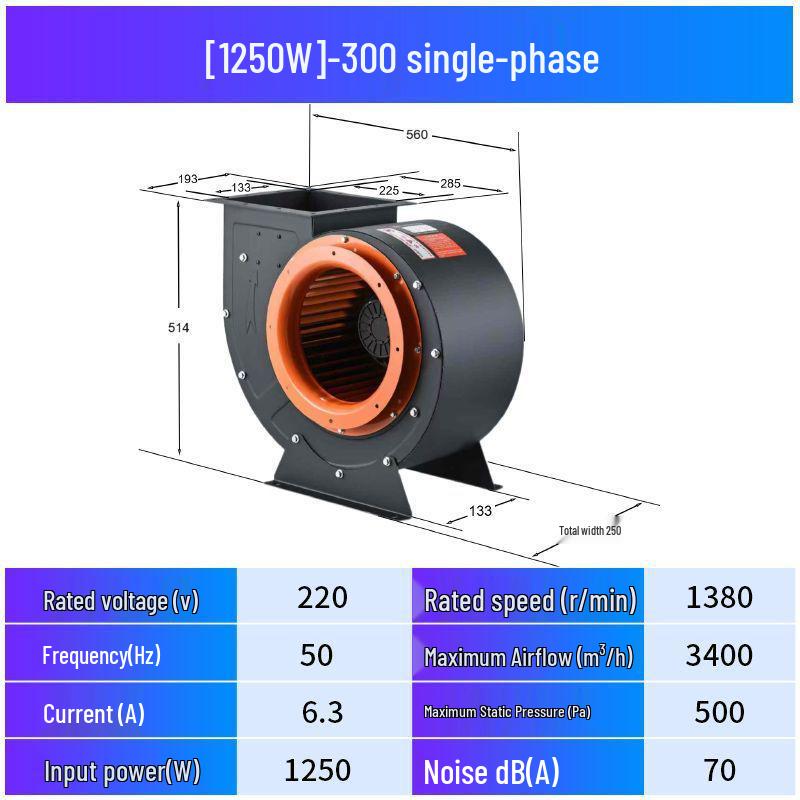 380V High-Power Industrial BBQ Cart Exhaust Fan Blower
