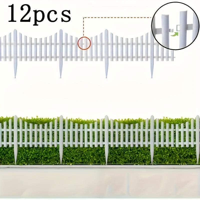 

12pcs White Plastic Garden Fence - Outdoor Lawn & Flower Bed Border, Landscape Edge Decor, Vertical Christmas Yard Accent, Fence Decorations Outdoor 12pcs