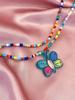 A colorful long double bead butterfly pendant jewelry suitable for daily wear and holiday gifts