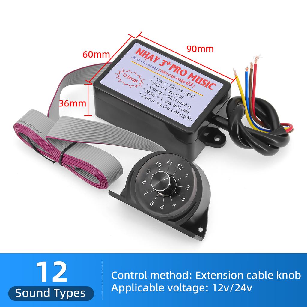 8 Sounds Musical Electronic Horn Controller 3+ Pro Music Rapid Horn Relay 12-24V 8Tones 12 Tones Horn for All Car Motor Truck