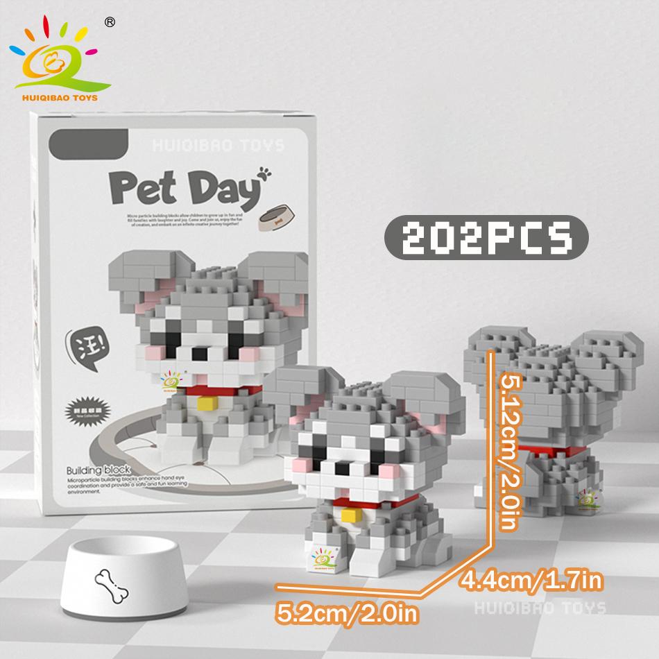 MINI Working Cat Pet Dog Micro Model Building Block Set Kids City Cartoon Animal Diamond Bricks Educational Toys Adult