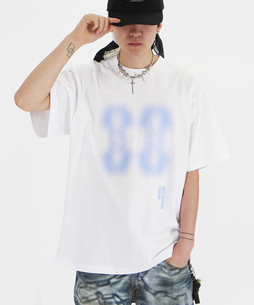 Keuligeon Effect Graphics Semi-Overfit Short Sleeve T-Shirt White