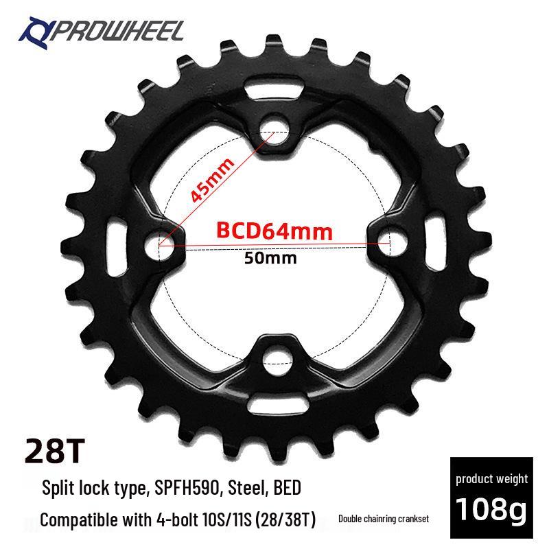 Prowheel 10/11-Speed Mountain Bike Crankset with Hollow Design and 26T/36T/38T Chainring for Bicycle Repair.