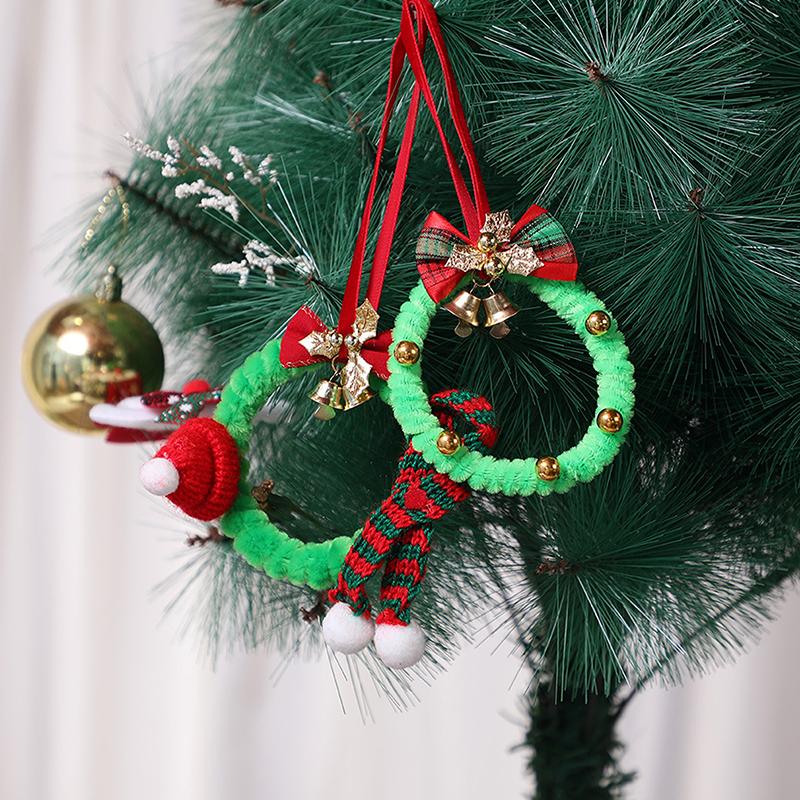 Merry Christmas Wreath Pendant With Bell Car Door Hanging Decoration Xmas Party Christmas Tree Decor Accessories