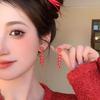 Red Fu Character Firecracker Tassel Earrings: Unique, Sweet, Festive Chinese Style Jewelry for Women