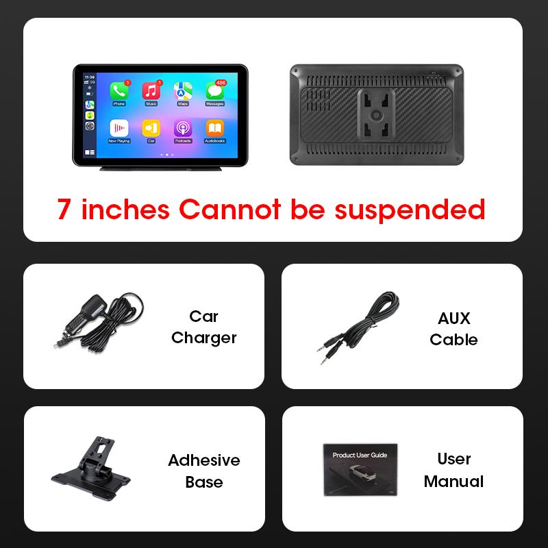 7/8.1 inch Suspended Type Wireless CarPlay Touch Screen Portable Car DVR Android Auto Dashcam GPS Navigation Rearview Camera FM