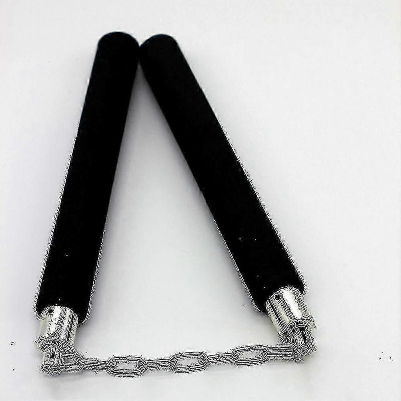 Strapazierfähige Metallkette Martial Schwamm Nunchaku Show Stöcke Schwarz