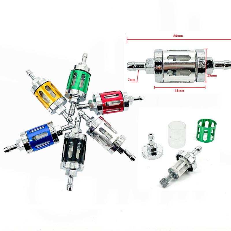 8Mm 0.31" Motorcycle Aluminum Alloy Fuel Filter Washable Visible Body Multi Color Options Fit For Motorcycle Atv Dirt Bike